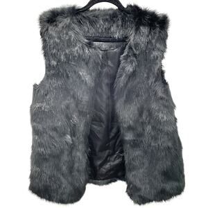Velvet By Graham and Spencer Black Faux Fur Vest Size L